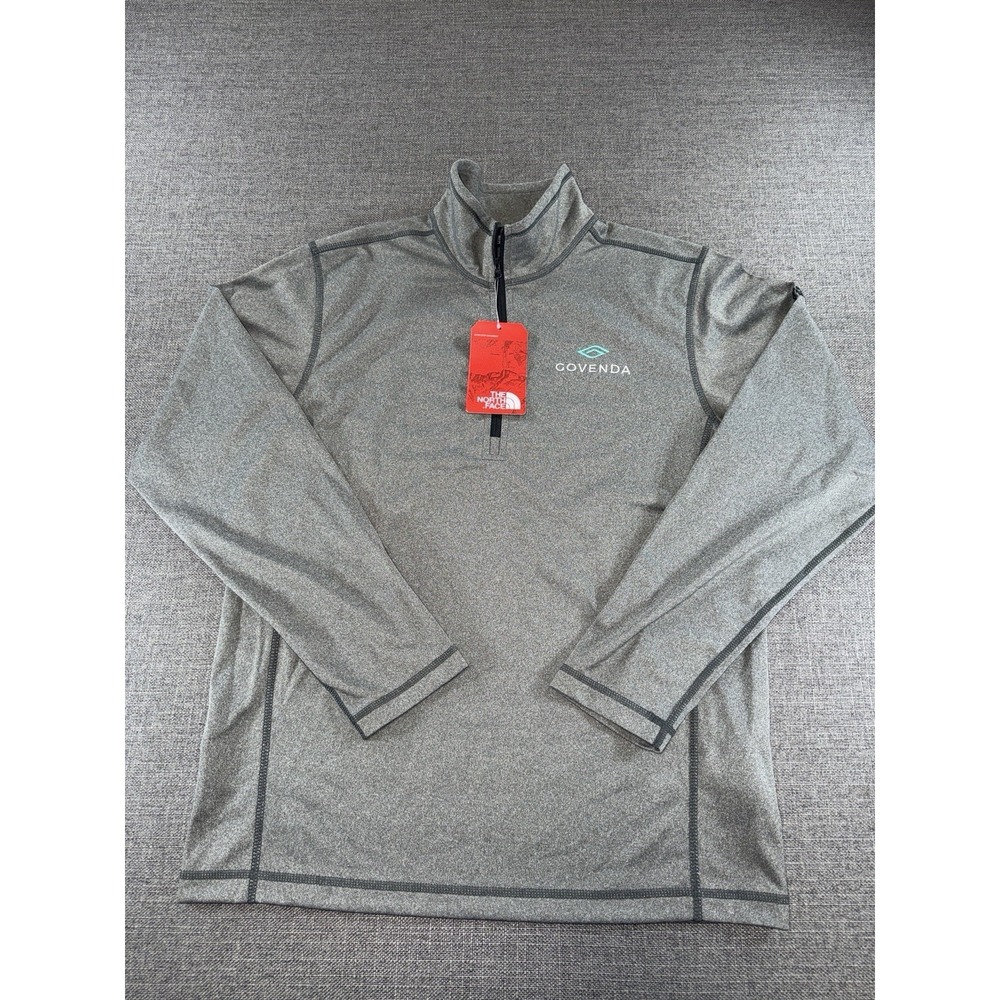 The North Face Tech 1/4 Zip Fleece Pullover Gray Men's Medium Covenda Logo NWT
